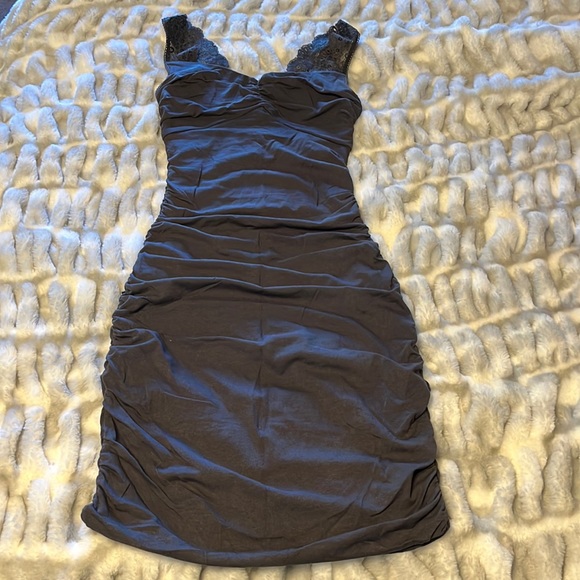 Express Ruched Dress Gray with Lace sz small - Picture 1 of 6